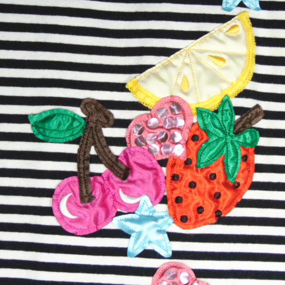 Black And White Striped Cherry, Lemon, Fruit Top - Picture 3 of 6